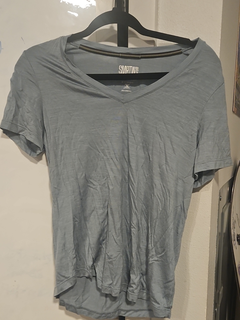 Smartwool Womens Light Blue V-Neck Short Sleeve Tee
